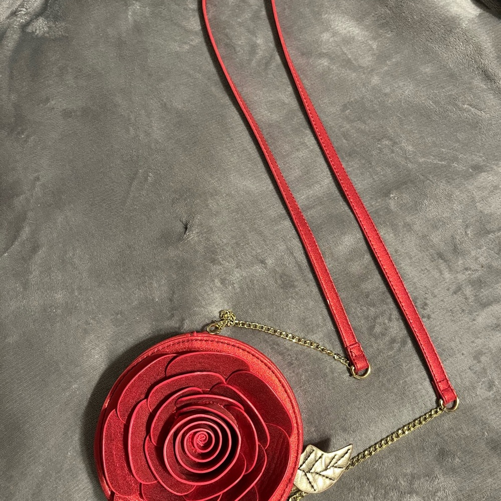 Red and Gold Spiral Rose Crossbody Bag